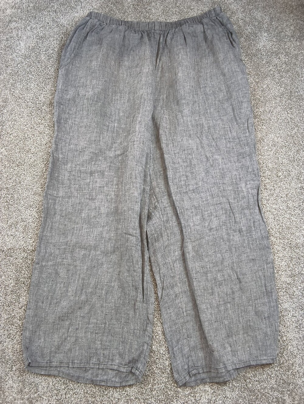 Flax Gray Pull On Linen Pants Size Medium Lagenlook